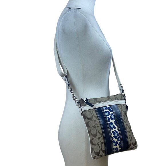 Coach Women’s Brown Signature Adjustable Strap Leopard Stripe Crossbody Bag - Picture 8 of 9